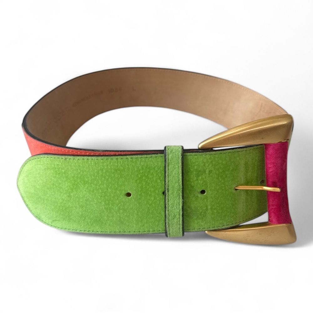 Jennifer graham Vintage Multi Color Leather Belt Size Large 1034 29.75”-33.75”